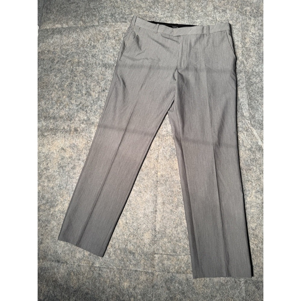 Van Heusen Gray Plaid Dress Pants Mens 36x32 Slacks Chinos Trousers Wedding NEW